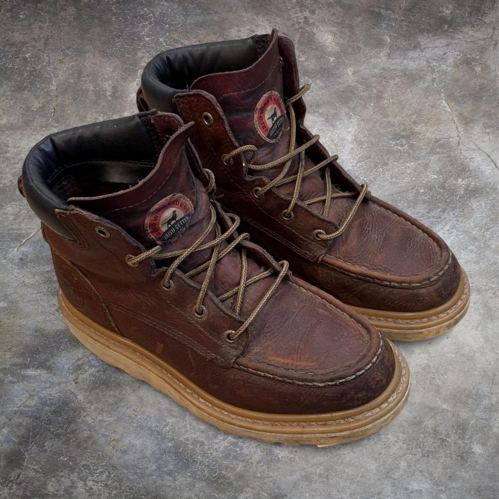 Red Wing Irish Setter Distressed Brown Ashby Moc Toe Boots Men's Size 8 Workwear